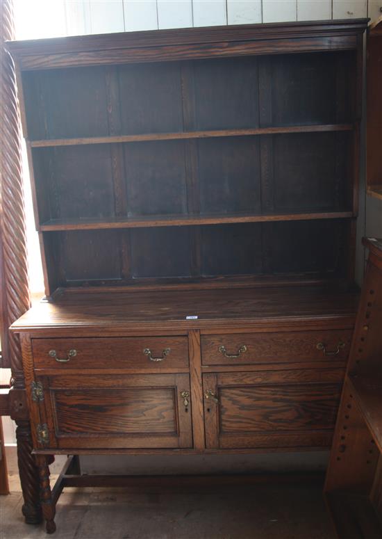 1920s oak dresser and rack(-)